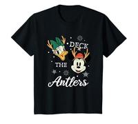 Kids Minnie Mouse and Daisy Deck The Antlers Christmas T-Shirt