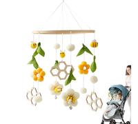 Kids Mobile for Crib, Baby Crib Mobile, Bee, Flower Hanging Toy with Wooden, Plush Material, Yellow, Stimulates Vision, Safe for Nursery, Bedroom Decor