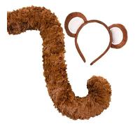 Kids Monkey Costume With Ears And Tail | Headband And Tail Set To Dress Up An Adult Monkey | Funny Headwear And Monkey Tail Costume For Zoo Themed Parties | Perfect For Hallowe