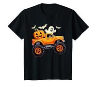 Kids Monster Truck Ghost Pumpkin Halloween Costume Toddler Boys T-Shirt