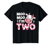 Kids Moo Moo I'm Two Cow Second Birthday Cow Farm Kids T-Shirt