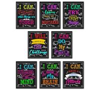Kids Motivational Posters - Set of 8 Positive Affirmation Wall Prints for Classroom, School & Home Learning Decor, Inspirational Quotes for Children & Teachers