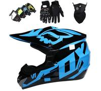 Kids Motocross Helmet, Youth Adult Electric Dirt Bike Full Face Motorbike Helmet Set for Boys Girls Quad Bikes BMX Bicycle MTB ATV Offroad DH Helmet with FOX Design,B-XL=（58〜59CM）