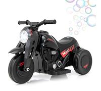 Kids Motorbike, 6V Electric Ride On Car with Automatic Bubble Function, Foot Pedal, Headlight, Music, 3 Anti-Skip Wheels Vehicle for Children, Toddler Ages 3+ (Black)