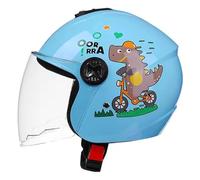 Kids Motorbike Helmet ECE 22.06 Approved, Clear Long Visor Windproof, ABS Shell Padded Liner, Astronaut Space Theme, Scooter Bike Lid Boys Girls Navy Blue 15,45~55cm