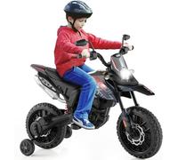 Kids Motorbike, Licensed Aprilia RX125 12V Ride on Electric Dirt Bike with Training Wheels, Spring Suspension, Battery Powered Off Road Motorbike Toy with 2 Speeds, Bluetooth, Lights (Blue)