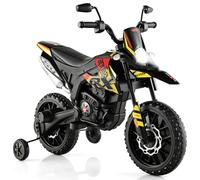 Kids Motorbike, Licensed Aprilia RX125 12V Ride on Electric Dirt Bike with Training Wheels, Spring Suspension, Battery Powered Off Road Motorbike Toy with 2 Speeds, Bluetooth, Lights (Black)