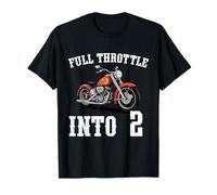 Kids Motorcycle 2nd Birthday Full Throttle Into 2 T-Shirt