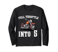 Kids Motorcycle 5th Birthday Full Throttle Into 5 Long Sleeve T-Shirt