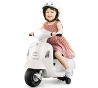 Kids Motorcycle, 6V Battery Powered Motorbike for Toddlers with Training Wheels, Horn, LED Lights, Electric Ride on Toys for Boys Girls Aged 18-36 Months (White)