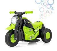 Kids Motorcycle, 6V Electric Ride On Car with Automatic Bubble Function, Foot Pedal, Headlight, Music, 3 Anti-Skip Wheels Vehicle for Children, Toddler Ages 3+ (Green)