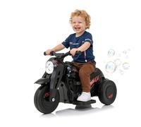 Kids Motorcycle, 6V Electric Ride On Car with Automatic Bubble Function, Headlight, Music, Foot Pedal, 3 Anti-Skip Wheels for Children, Toddlers Ages 3+ (Black)