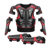 Kids Motorcycle Armor Suit Anti Drop with Knee Eblow Pads, Child Dirt Bike Full Body Guard for Riding Motocross Skating Cycling Enduro ATV MTB MX, 4-14 Years Old,Red-One Size