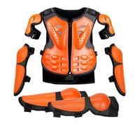 Kids Motorcycle Armor Suit Anti Drop with Knee Eblow Pads, Child Dirt Bike Full Body Guard for Riding Motocross Skating Cycling Enduro ATV MTB MX, 4-14 Years Old,Orange-One Size