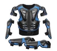 Kids Motorcycle Armor Suit Anti Drop with Knee Eblow Pads, Child Dirt Bike Full Body Guard for Riding Motocross Skating Cycling Enduro ATV MTB MX, 4-14 Years Old,Blue-One Size
