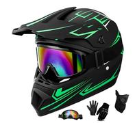 Kids Motorcycle Dirt Bike Helmet for Outdoor Sports Off Road Racing Mountain Bike Men Women Off-Road Helmet Gloves Mask Goggles for Adult Youth DOT Approve(Y102,M(54-55cm))