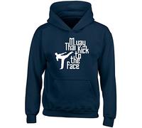 Kids Muay Thai Kick to The Head Childrens Hoodie Navy Blue