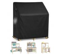 Kids Mud Kitchen Cover Outdoor Heavy Duty 600D Play Kitchen Cover for Kids Play Set Waterproof Toddler Wooden Play Kitchen & Mud Table Cover with Air Vents and Windproof Straps, 32"L X 18"W X 38"H,