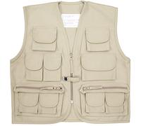 Kids Multi Pocket Waistcoat Army Clothing Cadet Uniform (13-14 Years (XXL), Beige)