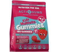 Kids Multi Vitamins 180 Vegan Gummies | Strawberry Flavour | Pouch with 9 Essential Vitamins A, D, E, C, B3, B6, B12, B5 & Iodine | Resealable & Recyclable | Suitable for Kids Age 5+ by ActivGums®