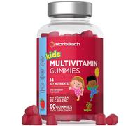 Kids Multivitamin Gummies | 60 Count (2 Months Supply) | 14 Essential A-Z Nutrients | with Vitamin A, B12, C, D & Zinc | Strawberry Flavour | Vegan Gummy Supplement for Ages 4+| by Horbaach