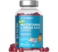 Kids Multivitamin Gummies with Omega 3 6 9-19 Essential Nutrients | Vitamin A, B12, C, D, Zinc & More - Vitamins, Minerals & Omegas - Natural Berry Flavour - 60 Count - Vegetarian - by Horbaach