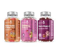 Kids Multivitamins with Omega 3-6-9, Iron with Vitamin C & Calcium with Vitamin D3 Gummies Bundle | Chewable Gummies | Delicious Natural Flavours | Gluten-Free & Non-GMO Supplements for Kids