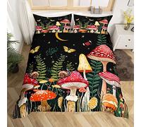 Kids Mushroom Bedding Set Natural Wild Fungus Duvet Cover Set for Kids Boys Girls Botanical Plants Comforter Cover Butterfly Quilt Cover King Size