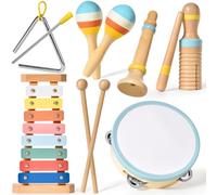 Kids Musical Instruments,Montessori Wooden Toys for Baby 1-3 Years Old,6 In 1 Musical Instrument Wooden Toys, Percussion Instruments Set Aesthetic Modern Boho Xylophone Preschool for 12-18M+ Kids Gift