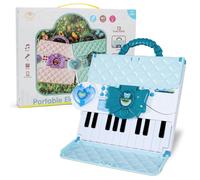 Kids Musical Keyboard Toy Microphone ¨C 40-Key Foldable Piano with Music Lights, Volume Control & Power Adapter Educational Electronic Music Keyboard - 3+ - blue