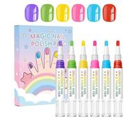 Kids Nail Paint Pens 6-Colors Waterproof Peel Off Quick Dry Stamp