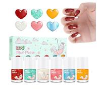 Kids Nail Polish - 6 Colors Peel-off Gel Stickers | Quick-dry Water-based Glitter Sequins Nude Girls Nail Polish Kit,for Girlfriend Lady Mother Women Spa Salon Home Party Birthday Christmas