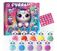 Kids Nail Polish Set Cat Shaped Water-Based Nail Polish Set, beauty4britain, 10 Colours, Quick Dry, Peel Off, Cat Nail Stickers Included, Display Gift Box