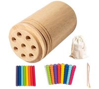 Kids Natural Wood Balance Sticks Learning Toy Color Recognition Game Fine Motor Skills Development Creative Building Blocks Interactive Wooden Stacking Toy