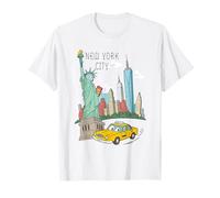 Kids New York City Cartoon Taxi Statue Skyline NYC Souvenir T-Shirt