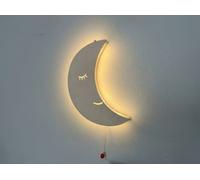 Kids Night Light Moon Balloon Wooden Nursery Wall Lamp Cloud Baby Decor 1 Pcs