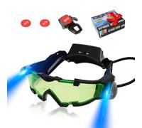 Kids Night Vision Glasses with Spy Frisbee Toys, 2 Spy Glasses/Toy Glasses with Folding Lights, Green Lens, Adjustable Night Mission Glasses Set for Kids 6