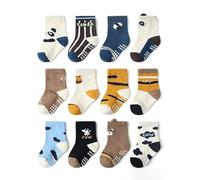 Kids Non-Skid Grip Socks for Boys and Girls - Anti-Slip Cotton Socks for Toddlers and Infants Aged 3-5 Years - Cozy, Soft and Colorful Baby Socks, Ideal for Home, Play and Outdoors in 12 Pairs