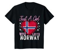 Kids Norway Just A Girl Who Loves Norway Heart Flag for Girls T-Shirt
