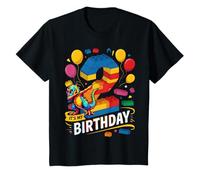 Kids Number Blocks Birthday 2 Year Old Builder Building Dinosaur T-Shirt