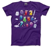 Kids Number Day Tshirt - Childrens Maths Timestable School Top Kid T-Shirt Tee with Purple Symbols Numbers Mathematics Unisex T Shirt - 9-11 Years Purple