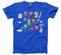 Kids Number Day Tshirt - Childrens Maths Timestable School Top Kid T-Shirt Tee with Purple Symbols Numbers Mathematics Unisex T Shirt - 5-6 Years Blue