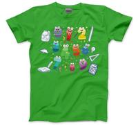 Kids Number Day Tshirt - Childrens Maths Timestable School Top Kid T-Shirt Tee with Purple Symbols Numbers Mathematics Unisex T Shirt - 9-11 Years Green