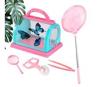 Kids Observation Set - 19x15x19cm Case with 85cm Telescopic Net, Tweezers and Magnifying Glass, Durable ABS Material | Educational Outdoor Exploration Kit for Children Nature Watching