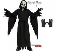 Kids Official Scream V1 Ghost Face® AGED Costume + Gloves Halloween Fancy Dress
