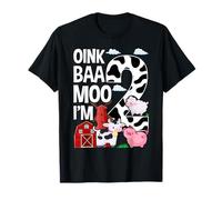 Kids Oink Baa Moo I'm 2 Farm Animals 2nd Birthday For Kids T-Shirt