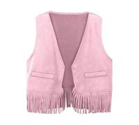 Kids Oktoberfest Costume 70S Boys' Distressed Leather Cowboy Vest | Western Theme Fringe Jacket For Parties & Performances Vintage Waist Coat Cowboy-Themed Party Costume Age 3-12
