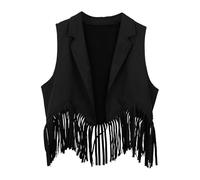 Kids Oktoberfest Costume Girls Suede Jacket Western Cowgirl Costume For Kids Summer Tassel Vests 70S Vintage Hippie Fringe Waistcoat Front Boho Retro Cardigan Cowboy Streetwear 3-12 Years