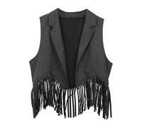 Kids Oktoberfest Costume Girls Suede Jacket Western Cowgirl Costume For Kids Summer Tassel Vests 70S Vintage Hippie Fringe Waistcoat Front Boho Retro Cardigan Cowboy Streetwear 3-12 Years
