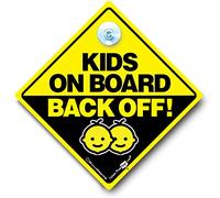 Kids On Board Back Off Car Sign Suction Cup Car Window Sign